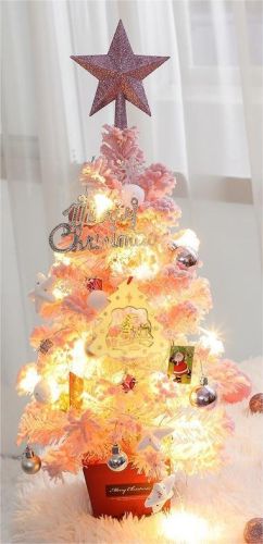 Mini Christmas Tree Flocking Tree Desktop With Light Set